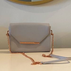 Faux Leather Ted Baker crossbody bag, Light Grey with Rose Gold hardware